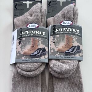 Two Pairs NWT Thorlo Beige Anti Fatique Socks, Large